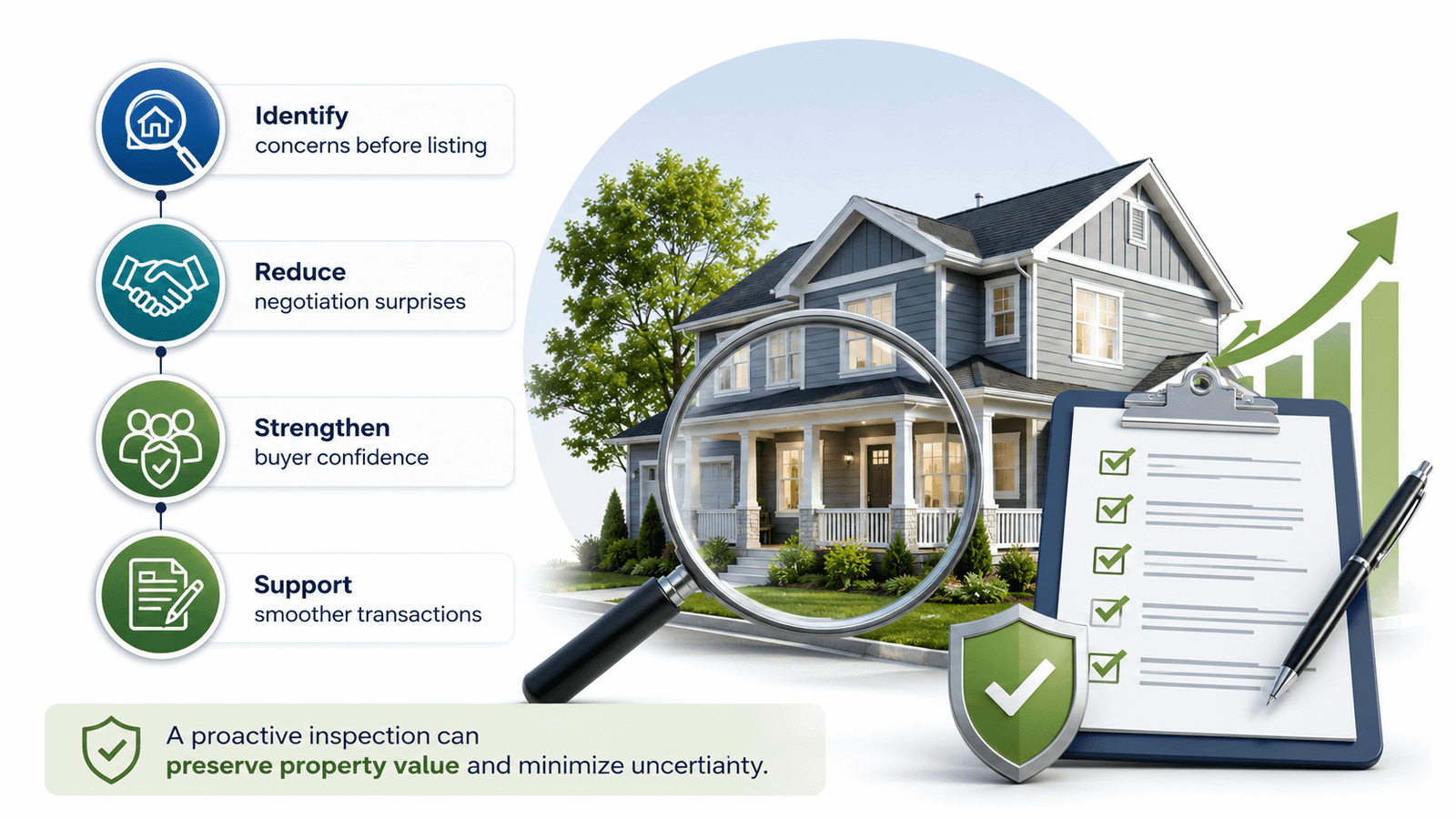 Seller pre-listing home inspection with attention to moisture, water intrusion and property conditions