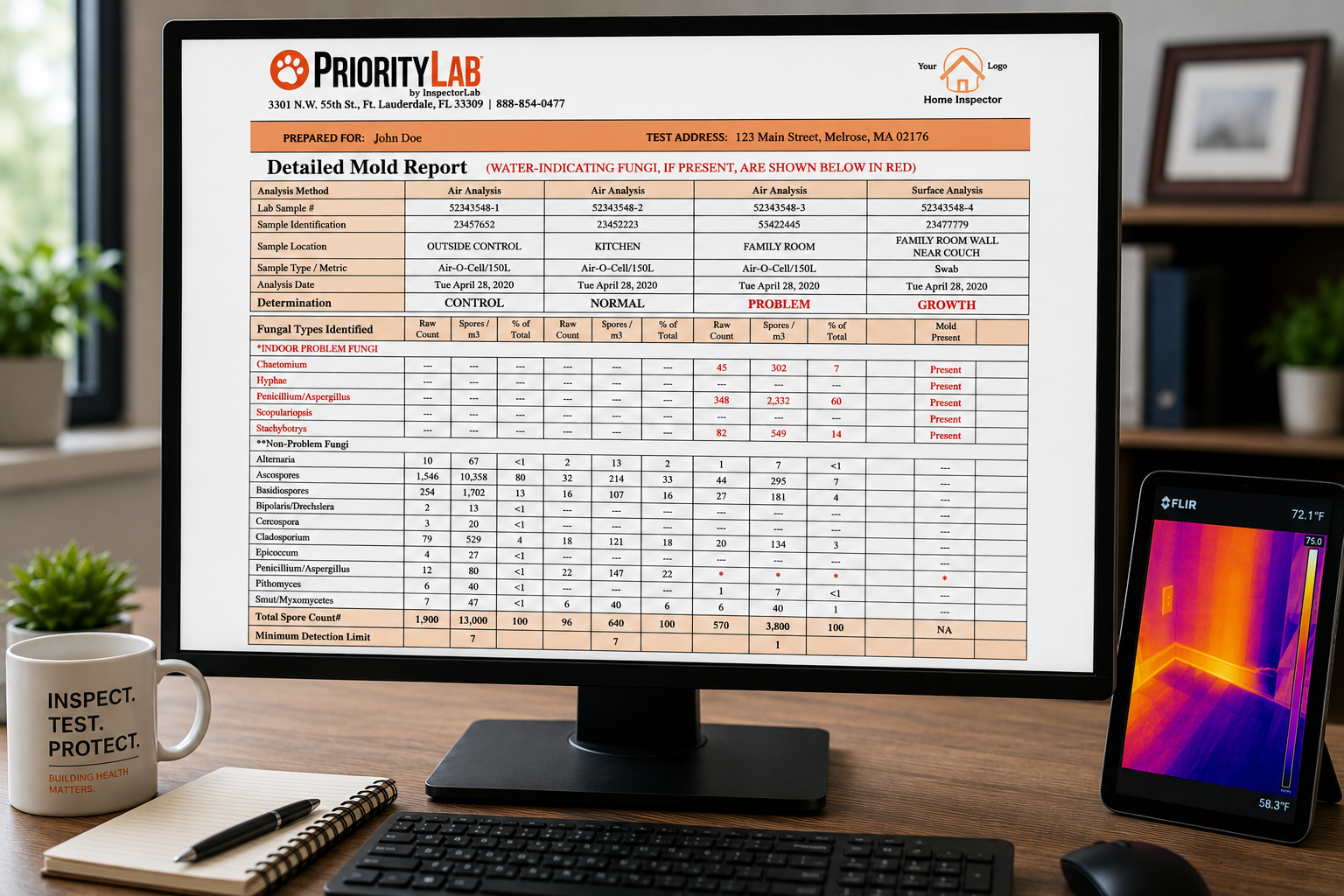 Professional interpretation of mold testing laboratory results in Massachusetts