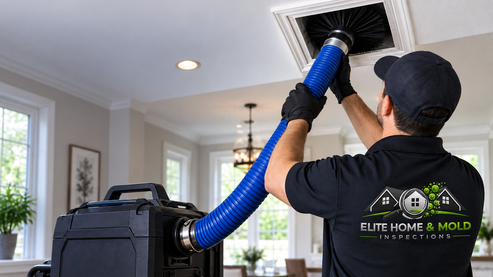 Professional air duct cleaning technician cleaning HVAC ductwork in Massachusetts and New Hampshire