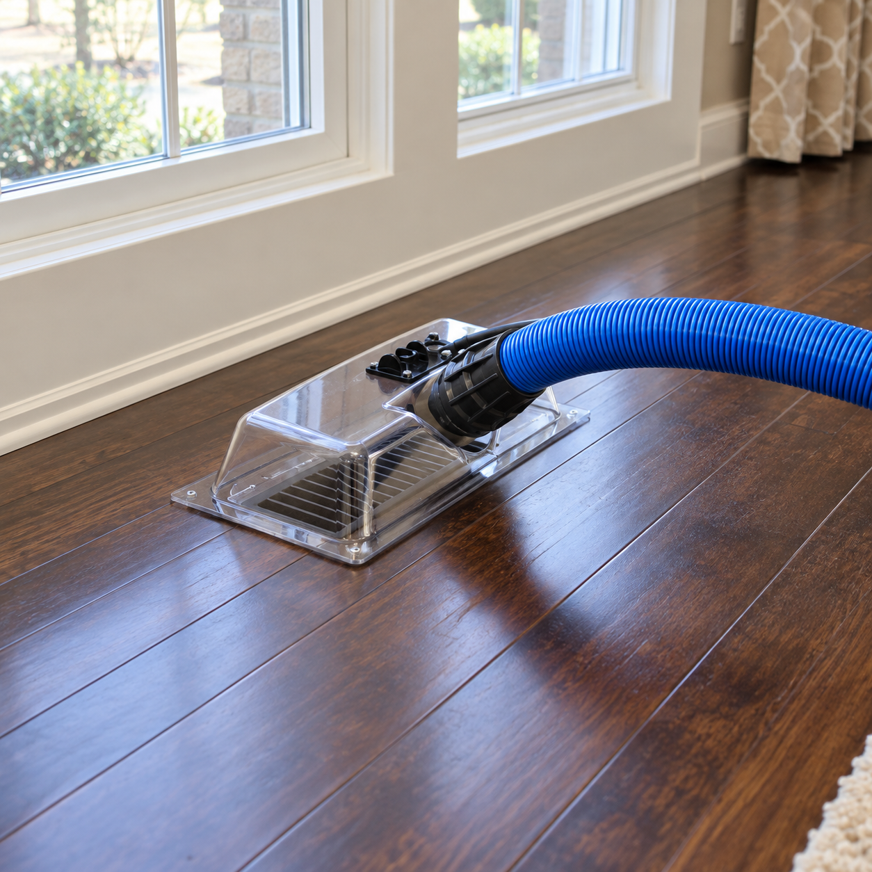 Professional air duct cleaning removing dust and debris from HVAC ductwork