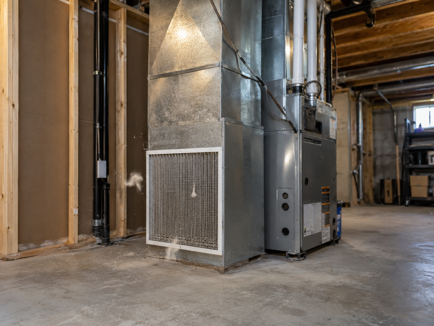 Air duct and HVAC ductwork inside a New England property in Massachusetts or New Hampshire