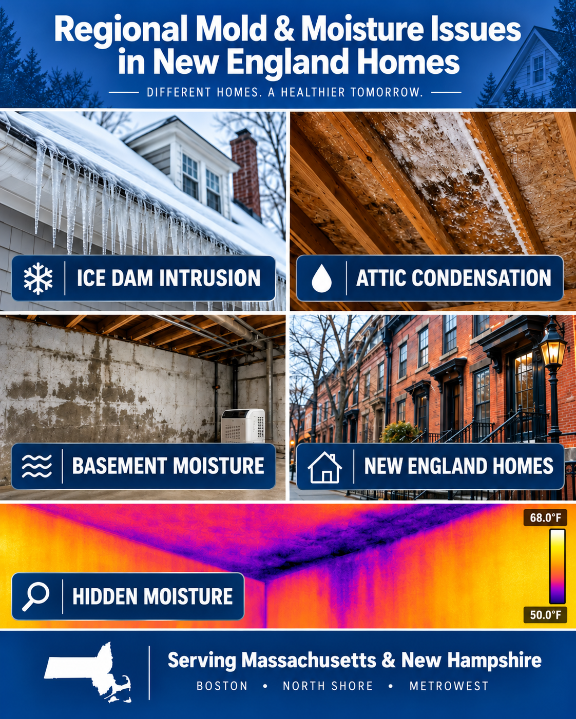 Mold testing and moisture conditions affecting homes in Massachusetts and New Hampshire