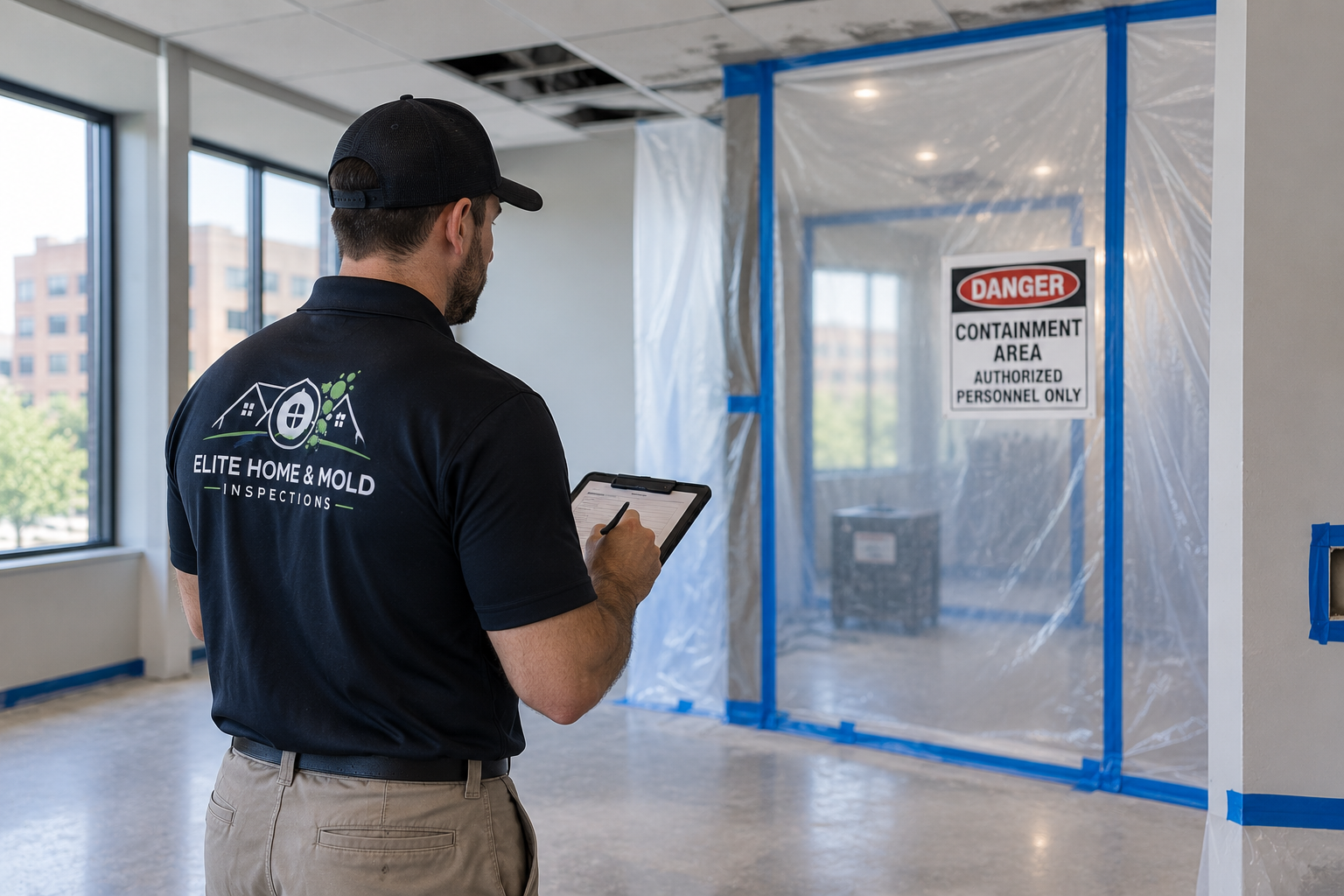 Commercial post-remediation verification inspection with containment still in place